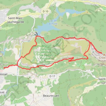 Trace GPS Sainte Victoire - Le Tholonet, itinéraire, parcours