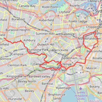 Trace GPS Cooks River - Sydney, itinéraire, parcours