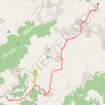 Trace GPS Le Quermoz - traversée Grand Naves-La Coire, itinéraire, parcours