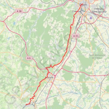 Trace GPS Dijon (21000), Côte-d'Or, Bourgogne-Franche-Comté, France - Santenay (21590), Côte-d'Or, Bourgogne-Franche-Comté, France, itinéraire, parcours