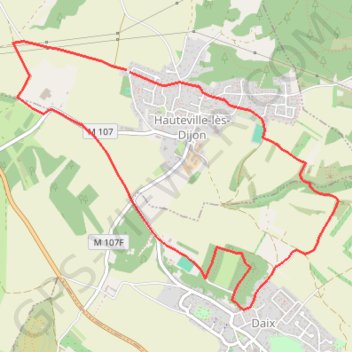 Trace GPS Du fort d'Hauteville-lès-Dijon au Plain de Saint-Laurent, itinéraire, parcours