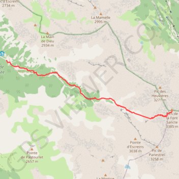 Trace GPS Pics de la Font Sancte Nord, itinéraire, parcours