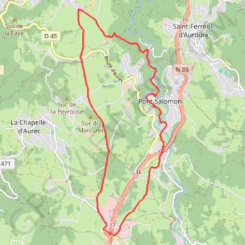 Trace GPS Le Velay des 3 Rivières - La Vallée des Forges Pont-Salomon, itinéraire, parcours