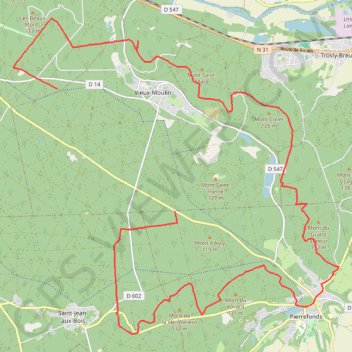 Trace GPS Randonnée autour de Pierrefonds, itinéraire, parcours