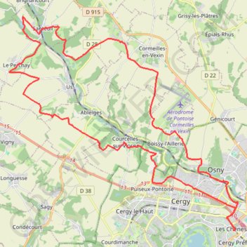 Trace GPS Cergy - Santeuil, itinéraire, parcours