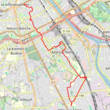 Trace GPS De Paris à Vitry - Le street art franchit le périph, itinéraire, parcours