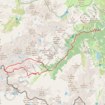 Trace GPS Pic R. Pantet, Petite Fache, pène d'Aragon par le refuge Wallon, itinéraire, parcours