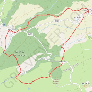 Trace GPS Saint-Victor-la-Rivière, Courbanges, Le Verdier, itinéraire, parcours