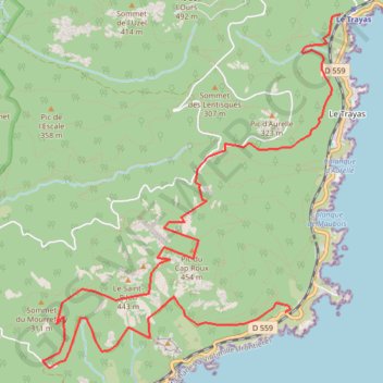 Trace GPS Traversée du Trayas au Cap Roux, itinéraire, parcours