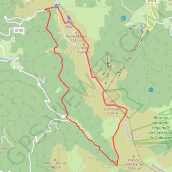 Trace GPS Col du Béal (Pierre sur Haute), itinéraire, parcours
