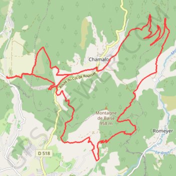 Trace GPS Cols de Borne, Pouterle, Bergu, itinéraire, parcours