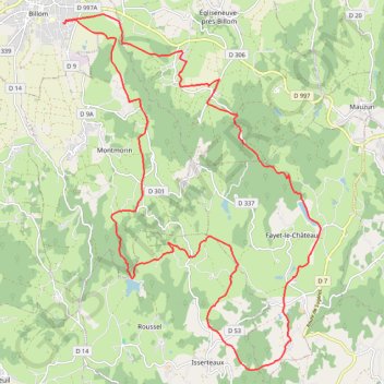 Trace GPS VTT en Toscane d'Auvergne : Sud-Est par la Gravière, itinéraire, parcours