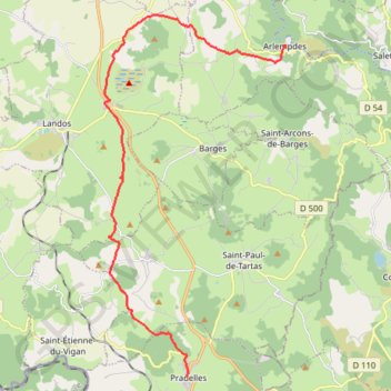 Trace GPS Arlempdes-Pradelles, itinéraire, parcours
