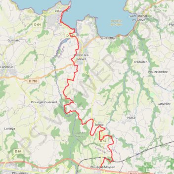 Trace GPS Tour du Trégor morlaisien GR380 - GR34D: Plouégat Moysan - Locquirec, itinéraire, parcours