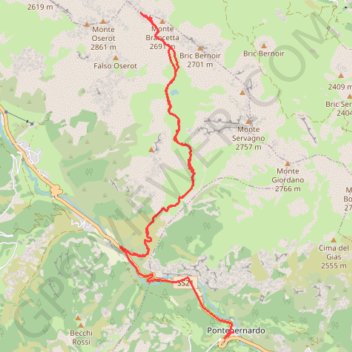 Trace GPS Vers la Roccia Brancia, itinéraire, parcours