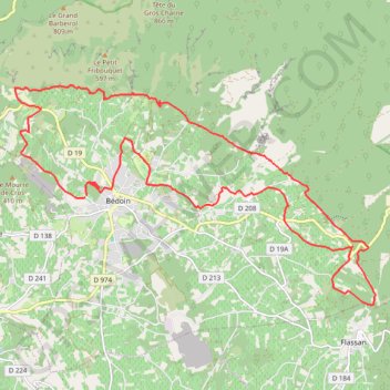 Trace GPS Bédoin au pied du Mont Ventoux, itinéraire, parcours