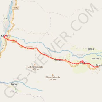 Trace GPS Tour Annapurna - Jour 11 - Muktinath - Kagbeni, itinéraire, parcours