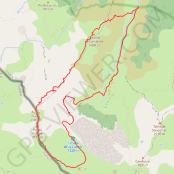 Trace GPS Lamatche, Ouratou, Pic de Burcq, O Riste en circuit depuis Aumet, itinéraire, parcours