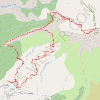 Trace GPS Monte Cervellu, itinéraire, parcours