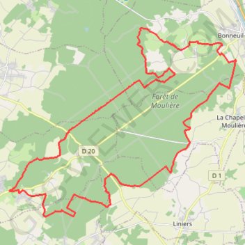 Trace GPS Bonneuil - Montamisé par la Moulière, itinéraire, parcours