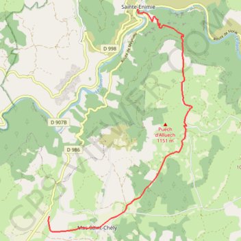 Trace GPS Cuassignac - Sainte-Enimie, itinéraire, parcours