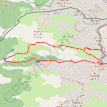 Trace GPS Petretxema y Sobarcal desde Linza, itinéraire, parcours