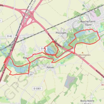 Trace GPS Lacs et marais - Roeux, itinéraire, parcours