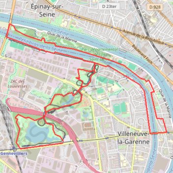 Trace GPS Parc des Chanteraines - parc de l'ile Saint Denis, itinéraire, parcours