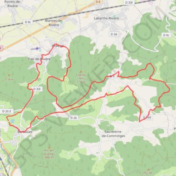 Trace GPS Les collines du Comminges - Barbazan, itinéraire, parcours