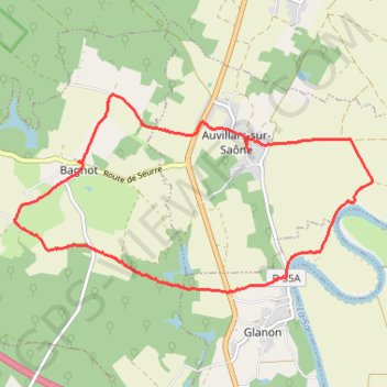 Trace GPS Auvillars sur Saone, itinéraire, parcours