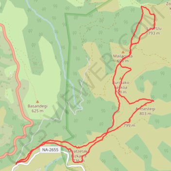 Trace GPS Antsestegi y Lizartzu depuis Otxondo (col 605), itinéraire, parcours