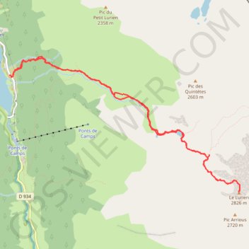 Trace GPS Pic Lurien, itinéraire, parcours