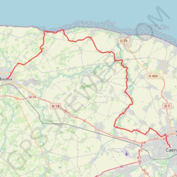 Trace GPS Bayeux-Caen short, itinéraire, parcours