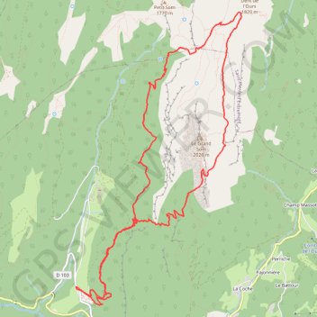 Trace GPS Arête N du Grand Som depuis col du Frêt, itinéraire, parcours