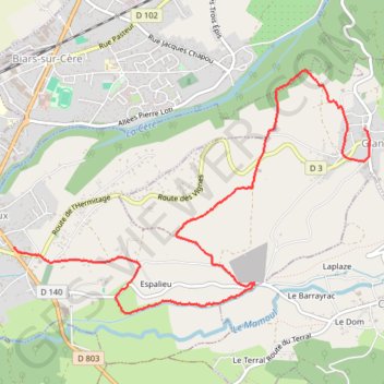 Trace GPS Glanes - Bretenoux, itinéraire, parcours