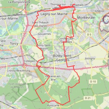 Trace GPS Dampmart - Pontcarré, itinéraire, parcours