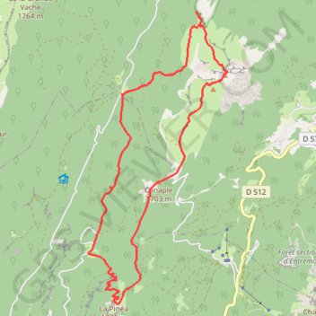 Trace GPS Col de Charmette, Pinéa, Charmant Som, itinéraire, parcours