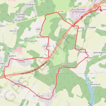 Trace GPS Entre Treffléan et Saint-Nolff, itinéraire, parcours