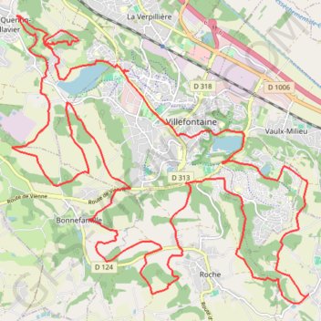 Trace GPS Boucle autour de Villefontaine, itinéraire, parcours