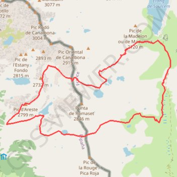 Trace GPS Pic d'Areste depuis les Orris du Carla, itinéraire, parcours