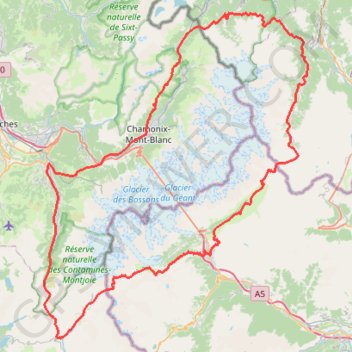 Trace GPS UTMB 2022 Ultra Trail du Mont Blanc, itinéraire, parcours