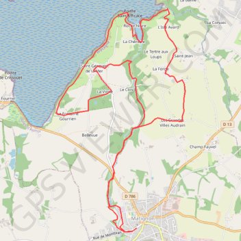 Trace GPS 4 circuits en 1 en Matignon, itinéraire, parcours