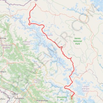 Trace GPS Manali - Kargil, itinéraire, parcours