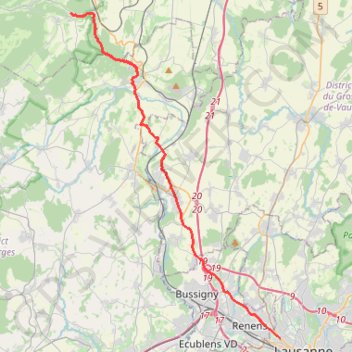 Trace GPS Romainmôtier Lausanne, itinéraire, parcours