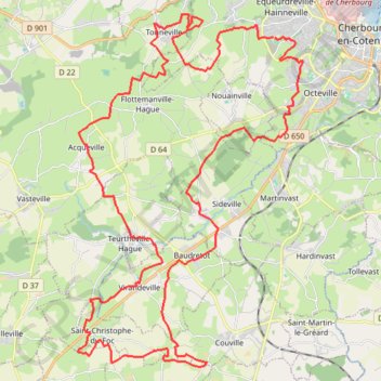 Trace GPS Tour du canton d'Equeurdreville, itinéraire, parcours