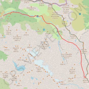 Trace GPS Tuca de Mulleres depuis Benasque, itinéraire, parcours