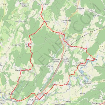 Trace GPS Boucles des Côtes des Granges - Rioz, itinéraire, parcours
