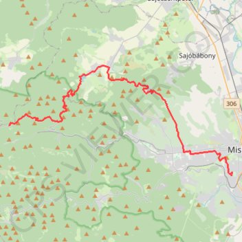 Trace GPS Miskolc - Mályinka, itinéraire, parcours