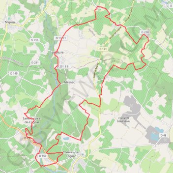 Trace GPS St Sulpice vers Le Palin 32 kms, itinéraire, parcours