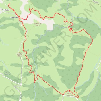 Trace GPS Irauttutturu depuis Kaskoleta, itinéraire, parcours